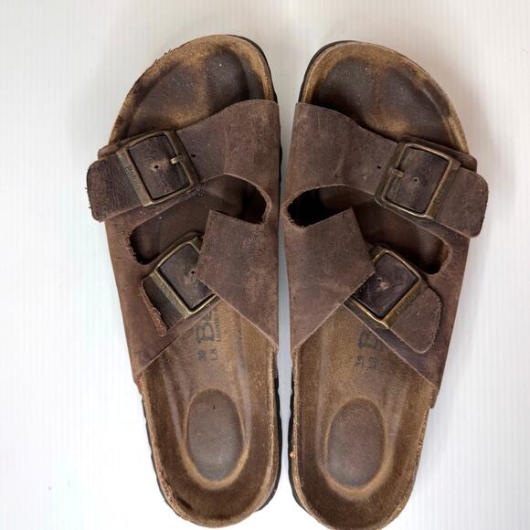 BETULA Birkenstock Leather Sandal Size 39 Granola Girl Outdoors Hippie Two Strap - Picture 1 of 9